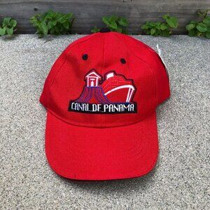 Vintage CANAL DE PANAMA Baseball Hat Boy's Kid's Red Adjustable Cap NWT​​​
